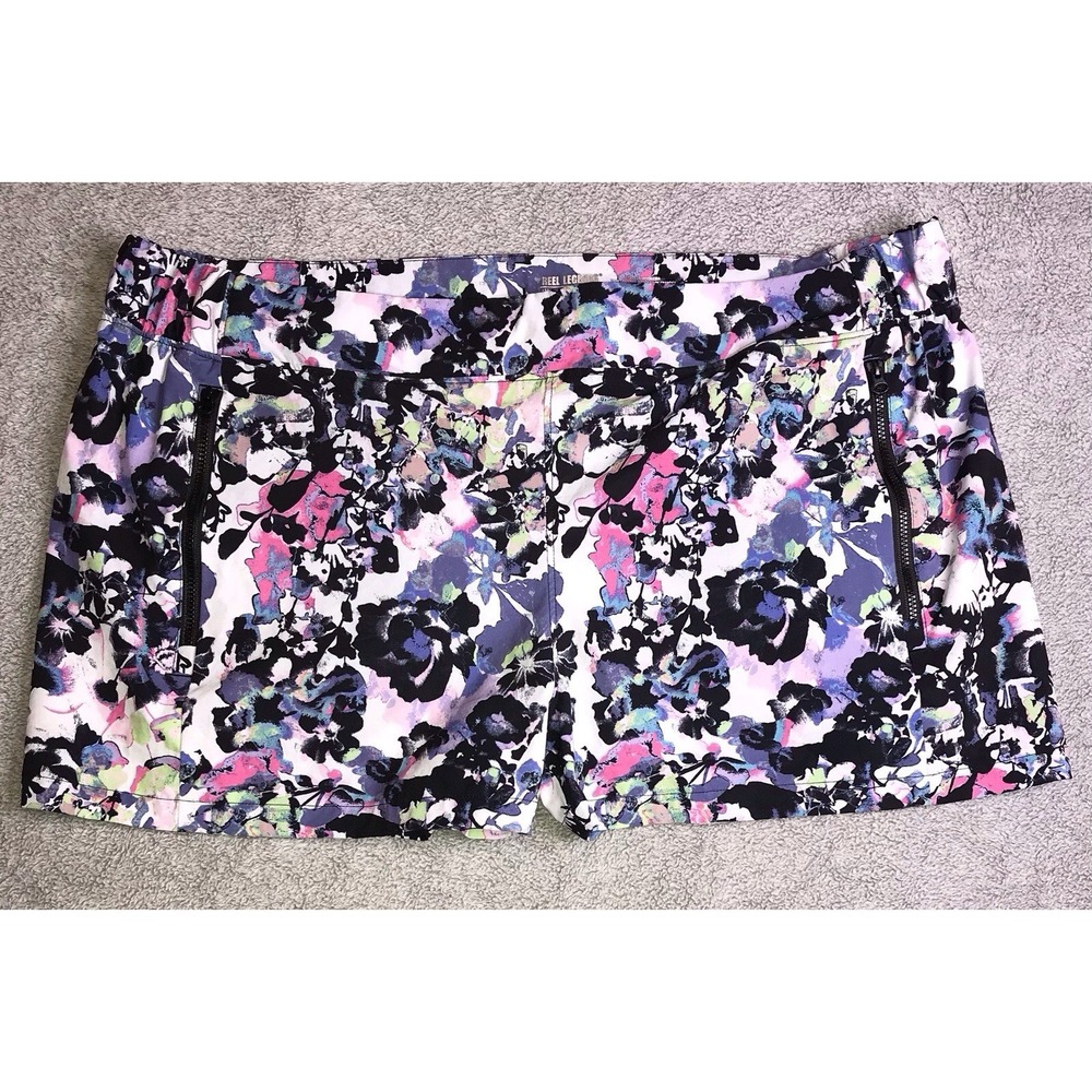 Reel Legends Offshore Women's XL Shorts Purple Floral Pockets X-Large